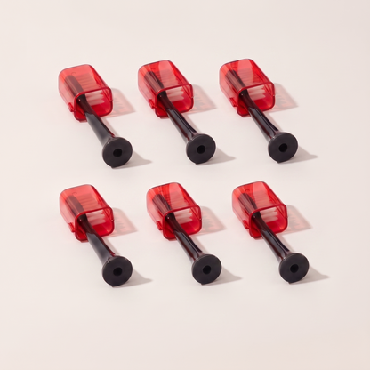 Six Solstra replacement brush heads arranged in two rows of three