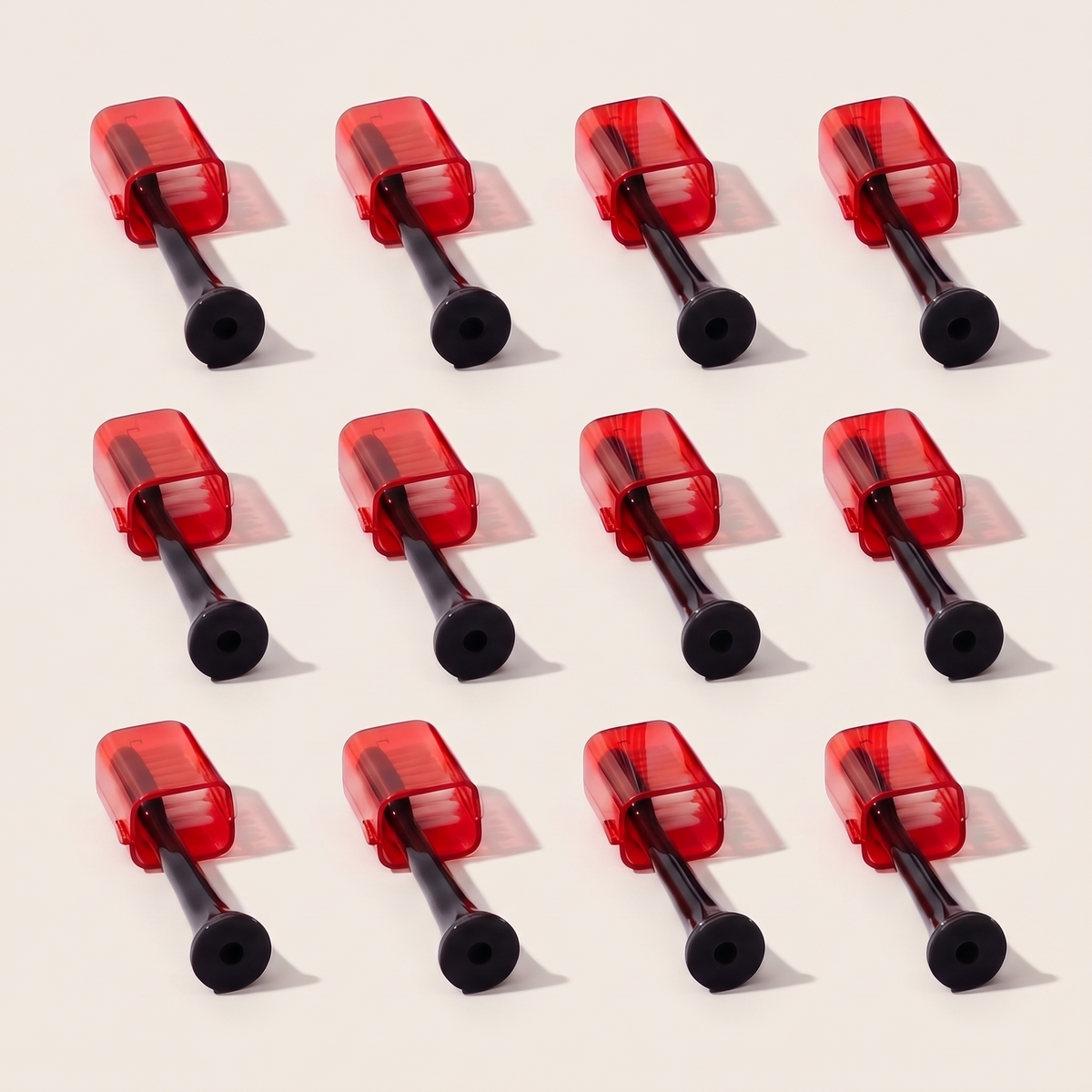 Twelve Solstra replacement brush heads in a four-by-three grid