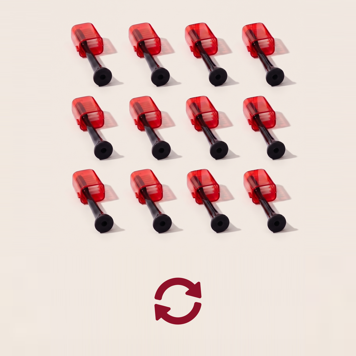 Twelve Solstra replacement heads in a grid, above a replacement icon