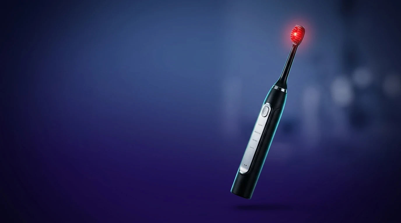Woman holding the Ziodent Bio-Recharge Brush